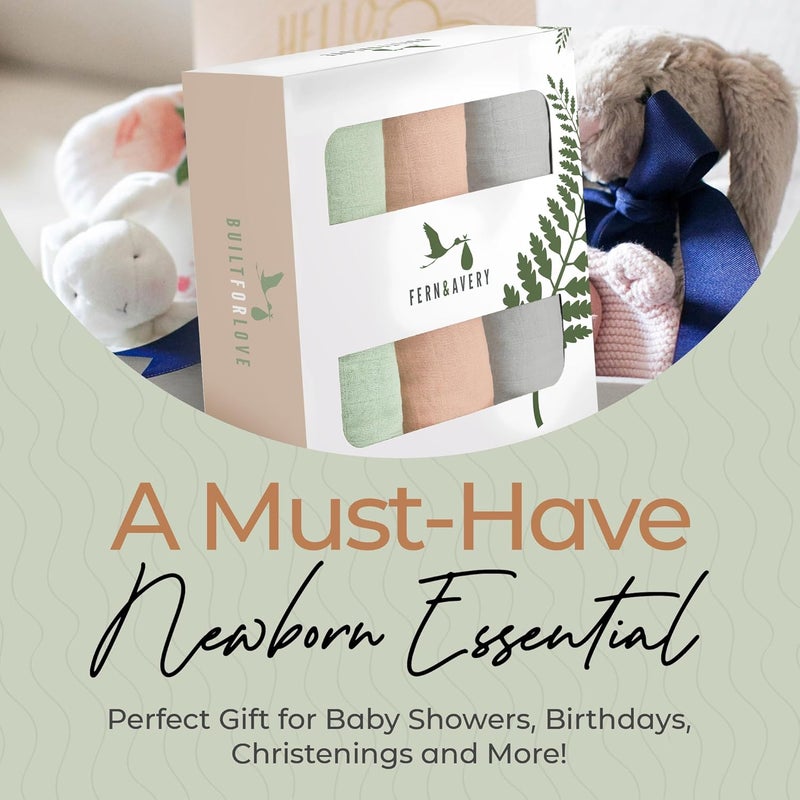 Fern & Avery Organic Receiving Blankets for Boys & Girls - Lightweight Breathable Organic Cotton - Gender Neutral Swaddle Blankets - Sage Theme - Image 4